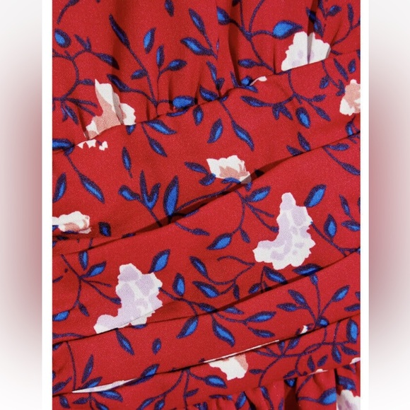 Walter Baker Clara Top Red Apple Blossom Printed Peplum Floral Blouse Small $158 - Picture 5 of 13